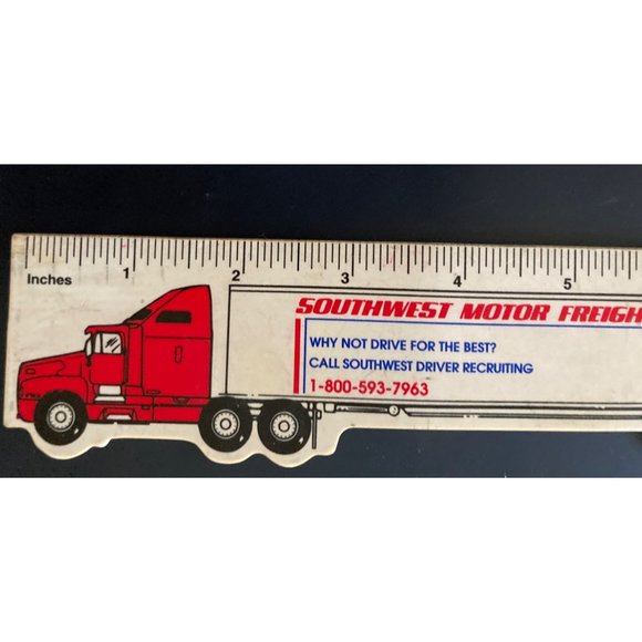 Office | Southwest Motor Freight Advertising Ruler Truck Vintage 7 Long ...